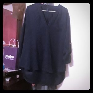 Tab Cuffed High-low Tunic Blouse